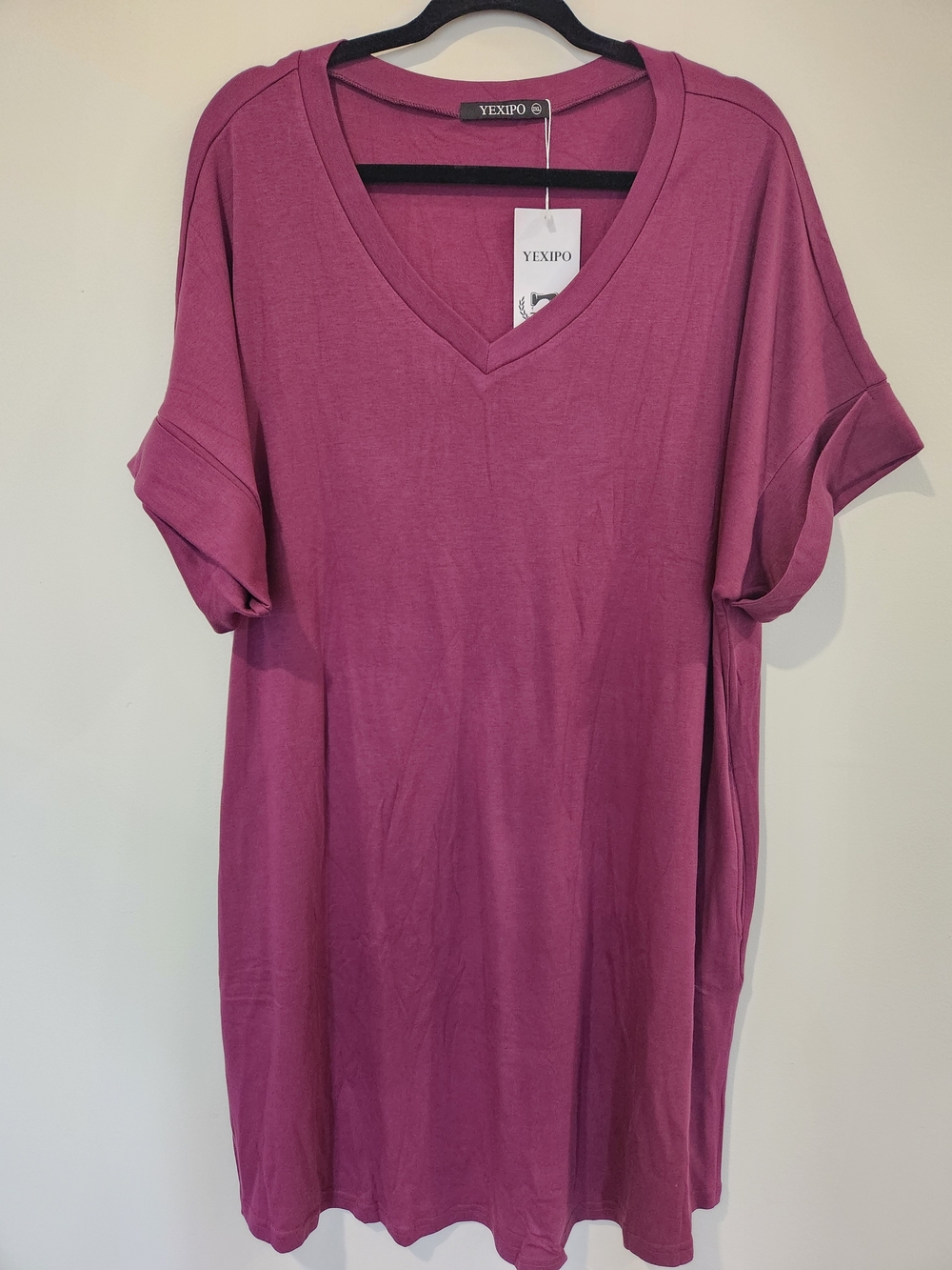 V-Neck Midi Dress in Plum Pink